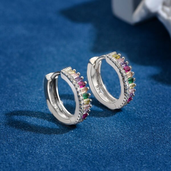 Pave Emerald Cut Rainbow Cubic Zirconia Drop Earrings