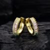 Pave Emerald Cut Rainbow Cubic Zirconia Drop Earrings