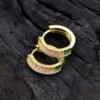 Pave Emerald Cut Rainbow Cubic Zirconia Drop Earrings
