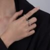 Pave Emerald Cut Rainbow Cubic Zirconia Ring