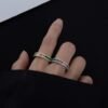 Pave Emerald Cut Rainbow Cubic Zirconia Ring