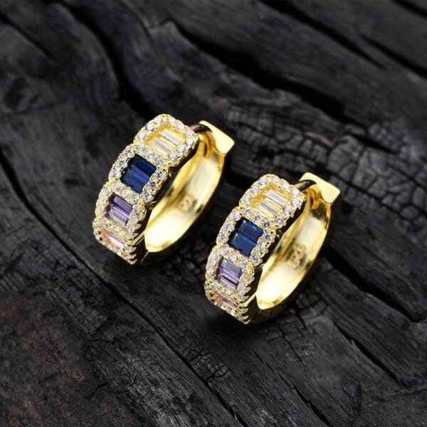 Pave Rainbow Cubic Zirconia Drop Earrings