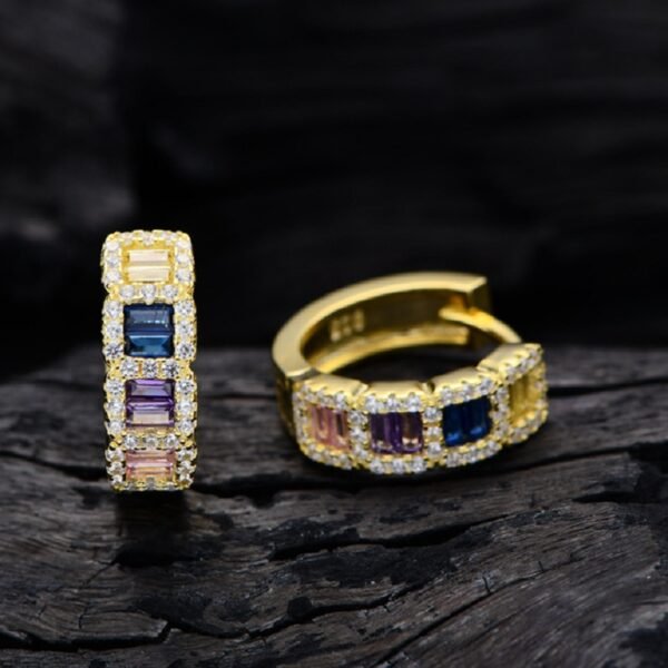 Pave Rainbow Cubic Zirconia Drop Earrings