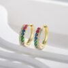 Pave Round Rainbow Cubic Zirconia Hoop Earrings