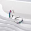 Pave Round Rainbow Cubic Zirconia Hoop Earrings