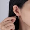 Pave Round Rainbow Cubic Zirconia Hoop Earrings