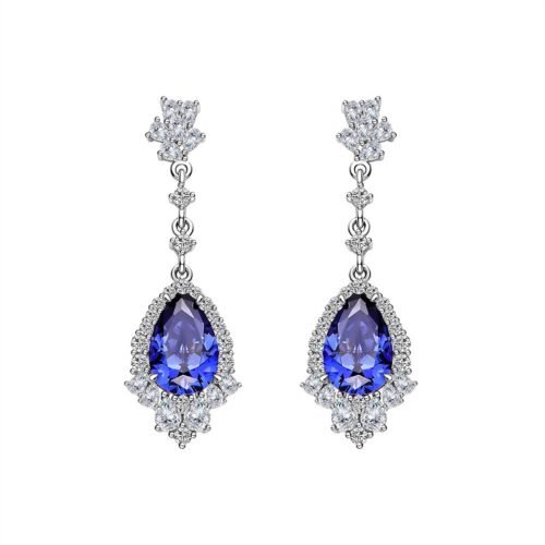 Pear Shape Blue Zirconia Luxury S925 Dangle Earrings