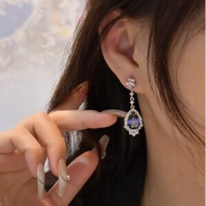 Pear Shape Blue Zirconia Luxury S925 Dangle Earrings