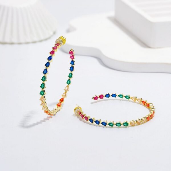 Pear Shape Rainbow Cubic Zirconia Drop Earrings