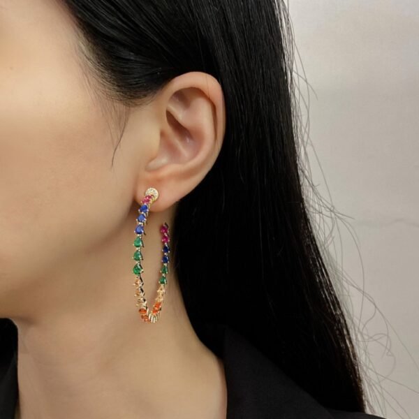 Pear Shape Rainbow Cubic Zirconia Drop Earrings