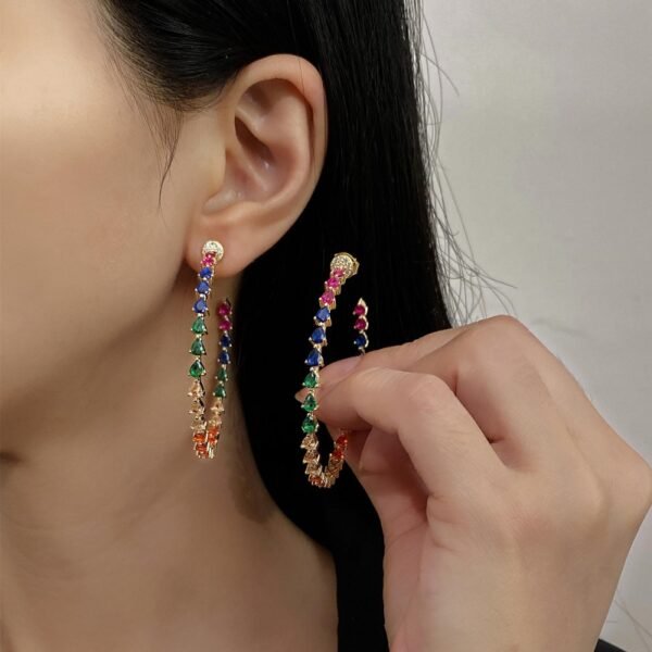 Pear Shape Rainbow Cubic Zirconia Drop Earrings