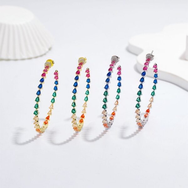 Pear Shape Rainbow Cubic Zirconia Drop Earrings