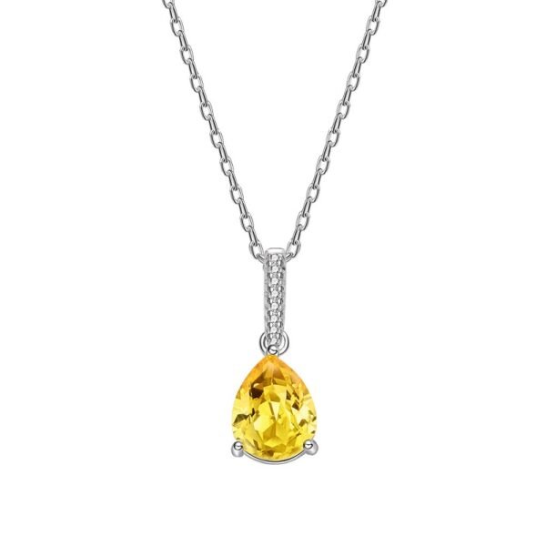 Pear Shaped Colored Cubic Zirconia S925 Necklace