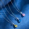Pear Shaped Colored Cubic Zirconia S925 Necklace