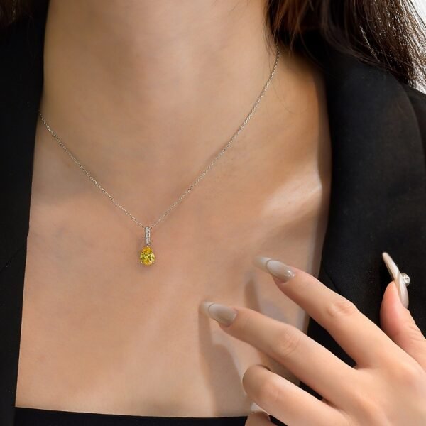 Pear Shaped Colored Cubic Zirconia S925 Necklace
