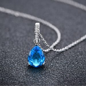 Pear Shaped Colored Cubic Zirconia S925 Necklace