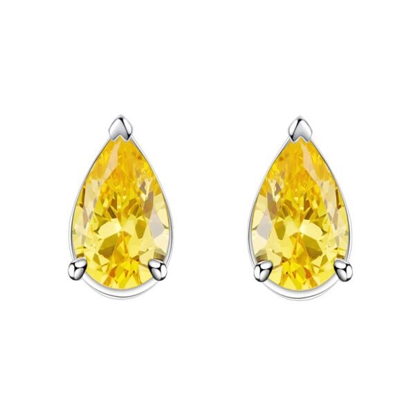 Pear Shaped Yellow Cubic Zirconia S925 Stud Earrings