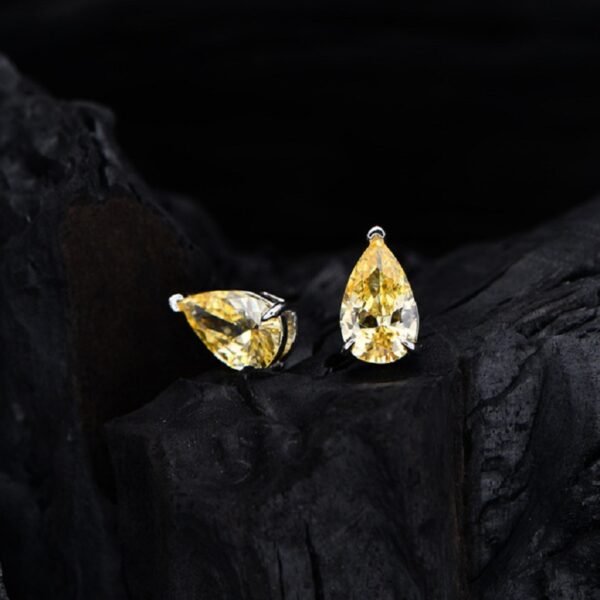 Pear Shaped Yellow Cubic Zirconia S925 Stud Earrings