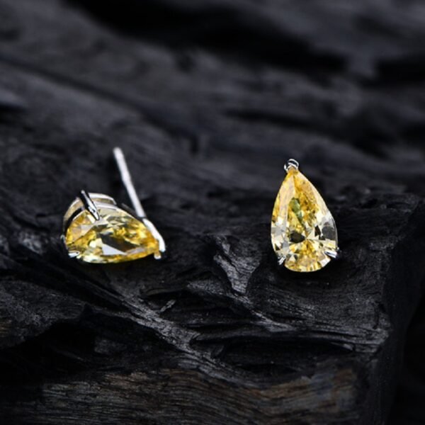Pear Shaped Yellow Cubic Zirconia S925 Stud Earrings