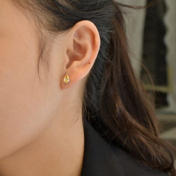 Pear Shaped Yellow Cubic Zirconia S925 Stud Earrings