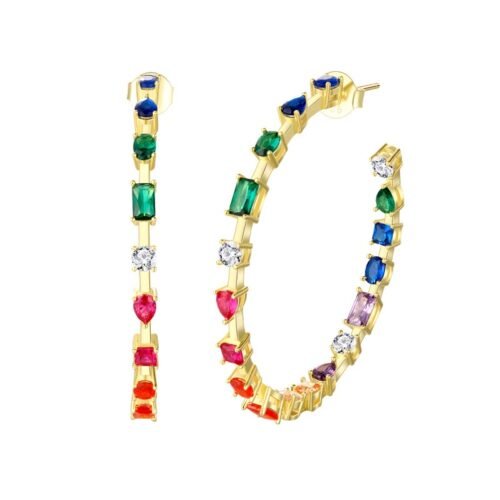 Personality Mix Shape Rainbow Cubic Zirconia Drop Earrings
