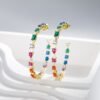 Personality Mix Shape Rainbow Cubic Zirconia Drop Earrings