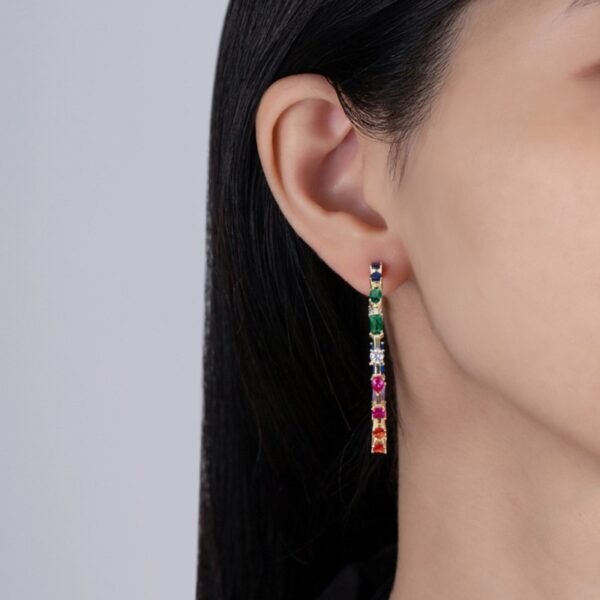 Personality Mix Shape Rainbow Cubic Zirconia Drop Earrings