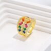 Personality Wide Design Rainbow Cubic Zirconia Ring