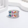 Personality Wide Design Rainbow Cubic Zirconia Ring