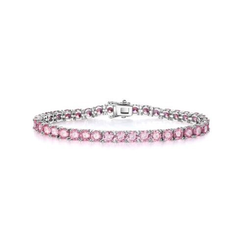 Pink Round Cubic Zirconia S925 Tennis Bracelet