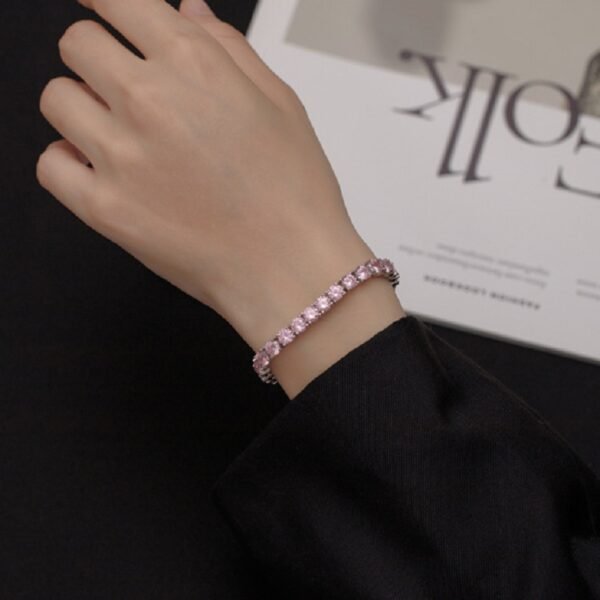 Pink Round Cubic Zirconia S925 Tennis Bracelet