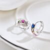 Princess Cut Rainbow Cubic Zirconia Hoop Earrings
