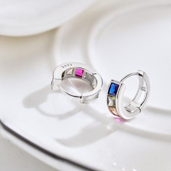 Princess Cut Rainbow Cubic Zirconia Hoop Earrings