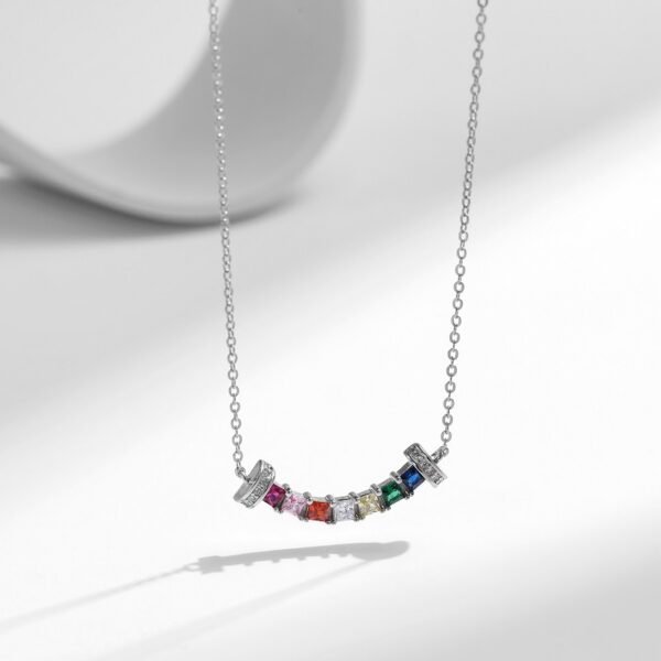 Princess Cut Rainbow Cubic Zirconia Link Necklace