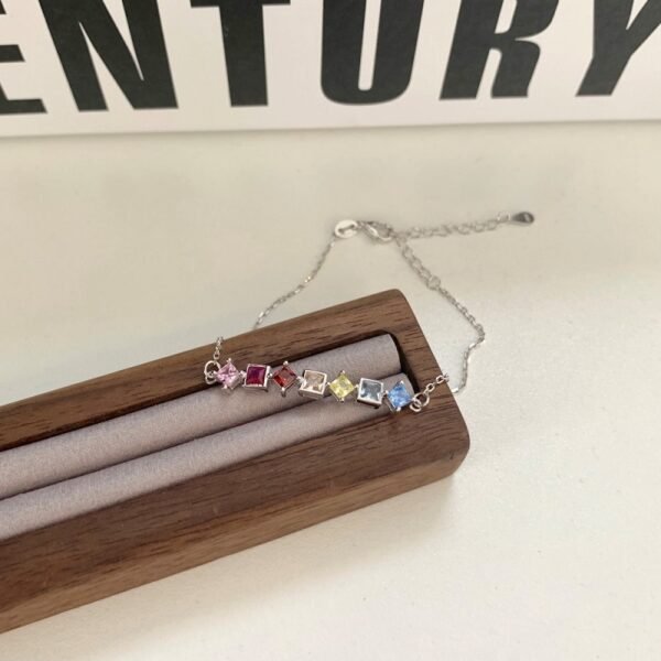 Princess Cut Rainbow Cubic Zirconia Pendant Bracelet