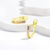 Princess Cut Rainbow Cubic Zirconia U Shape Hoop Earrings
