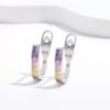 Princess Cut Rainbow Cubic Zirconia U Shape Hoop Earrings