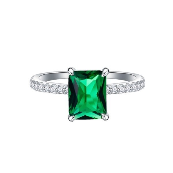Radiant Cut Cubic Zirconia Pave Ring in Sterling Silver
