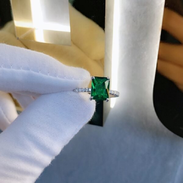 Radiant Cut Cubic Zirconia Pave Ring in Sterling Silver