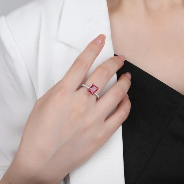 Radiant Cut Cubic Zirconia Pave Ring in Sterling Silver