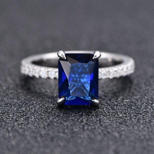 Radiant Cut Cubic Zirconia Pave Ring in Sterling Silver