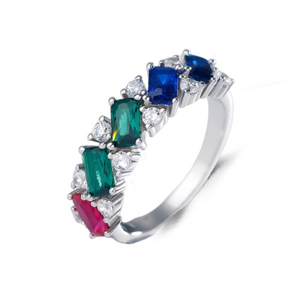 Radiant Cut Rainbow Cubic Zirconia Ring