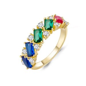 Radiant Cut Rainbow Cubic Zirconia Ring