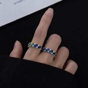 Radiant Cut Rainbow Cubic Zirconia Ring