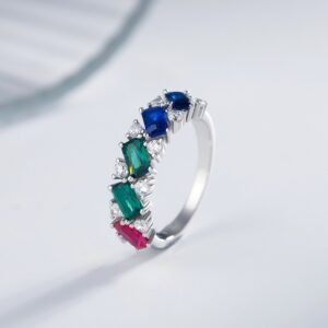 Radiant Cut Rainbow Cubic Zirconia Ring