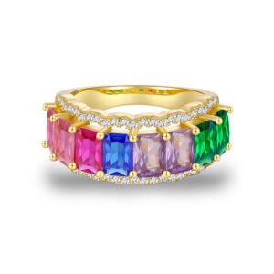 Radiant Rainbow Cubic Zirconia Pave Band