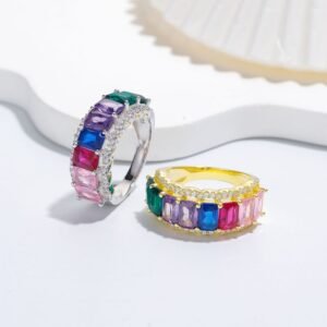 Radiant Rainbow Cubic Zirconia Pave Band