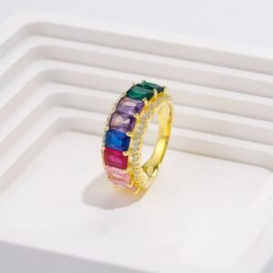 Radiant Rainbow Cubic Zirconia Pave Band