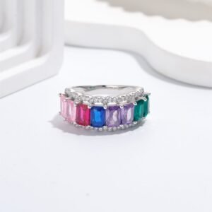 Radiant Rainbow Cubic Zirconia Pave Band