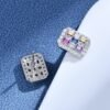 Rainbow Cubic Zirconia Cushion Halo Earrings